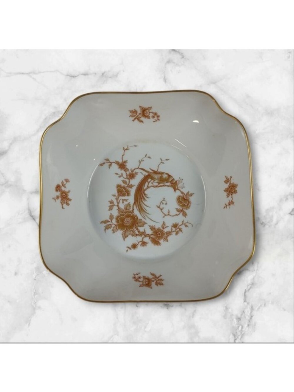 Exclusivite Chamart Limoges Golden Pheasant Porcelain Serving Bowl 8x8x2